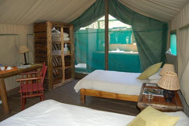 En-suite tent interior