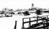 Swakopmund harbour area in 1914-1915, with the Damara Tower in the background, pictured from the jetty. Photo: Scientific Society Swakopmund