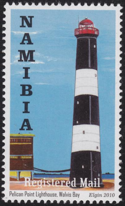Lighthouse Walvis Bay, Namibia on stamp